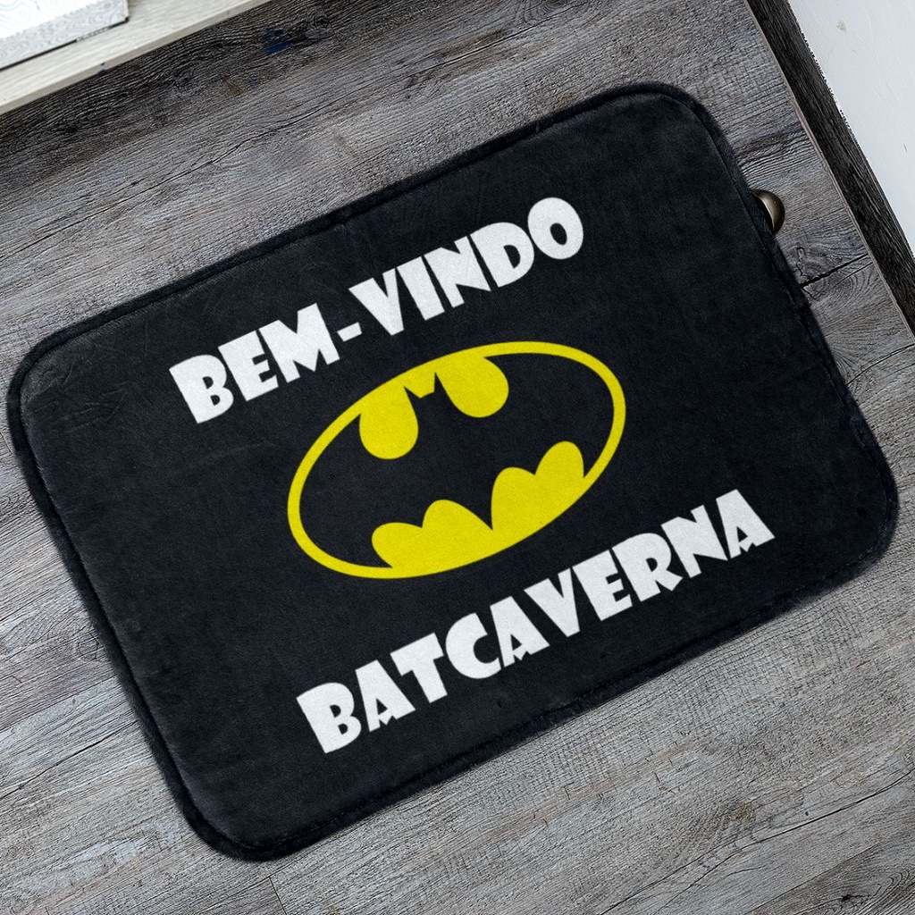 Tapete de Entrada Bem-Vindo Batcaverna 40x60 Antiderrapante