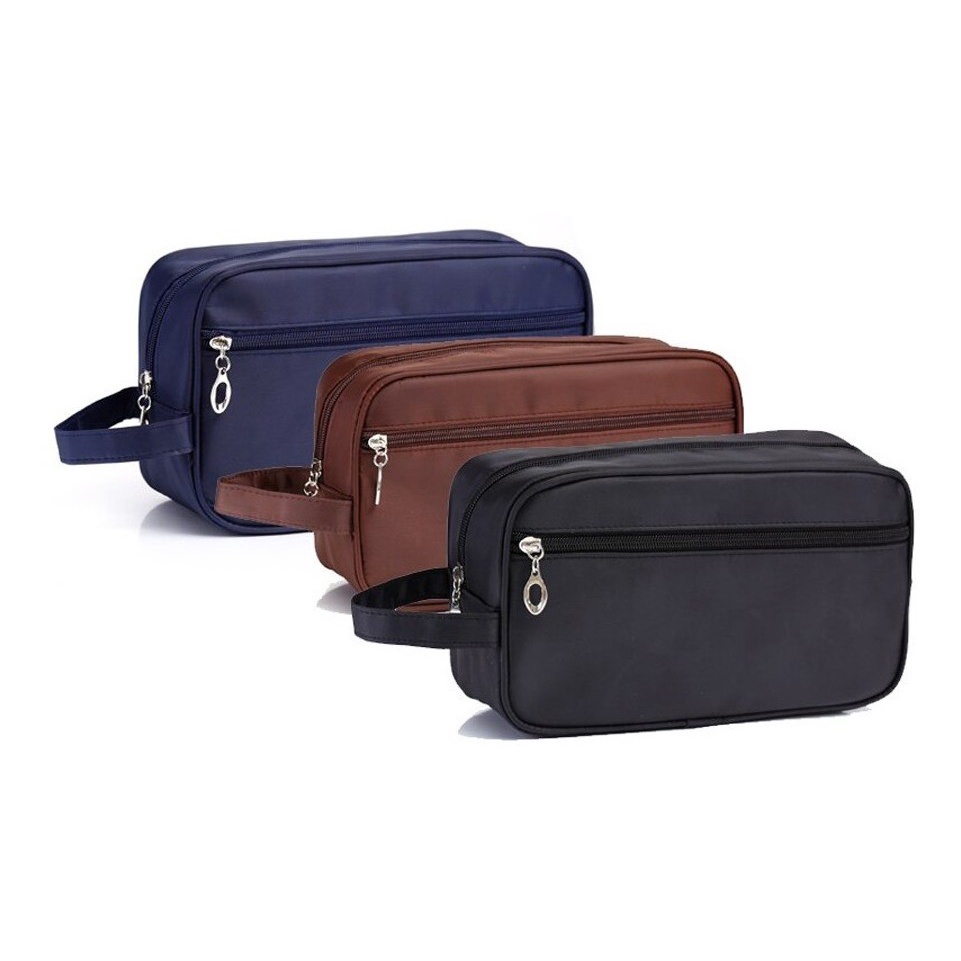 Necessaire Feminina Masculina Com Alça Lateral Organizador Mala Viagem Couro