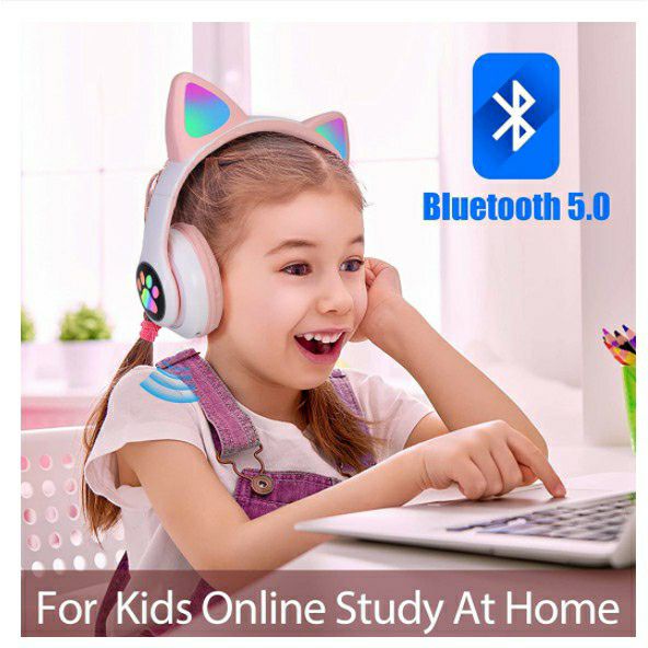 Sorgente uditiva Nessun filo auricolare Cat Bluetooh 5.0 Led Regalo di compleanno con microfono per ragazzi e ragazze_voghion.com