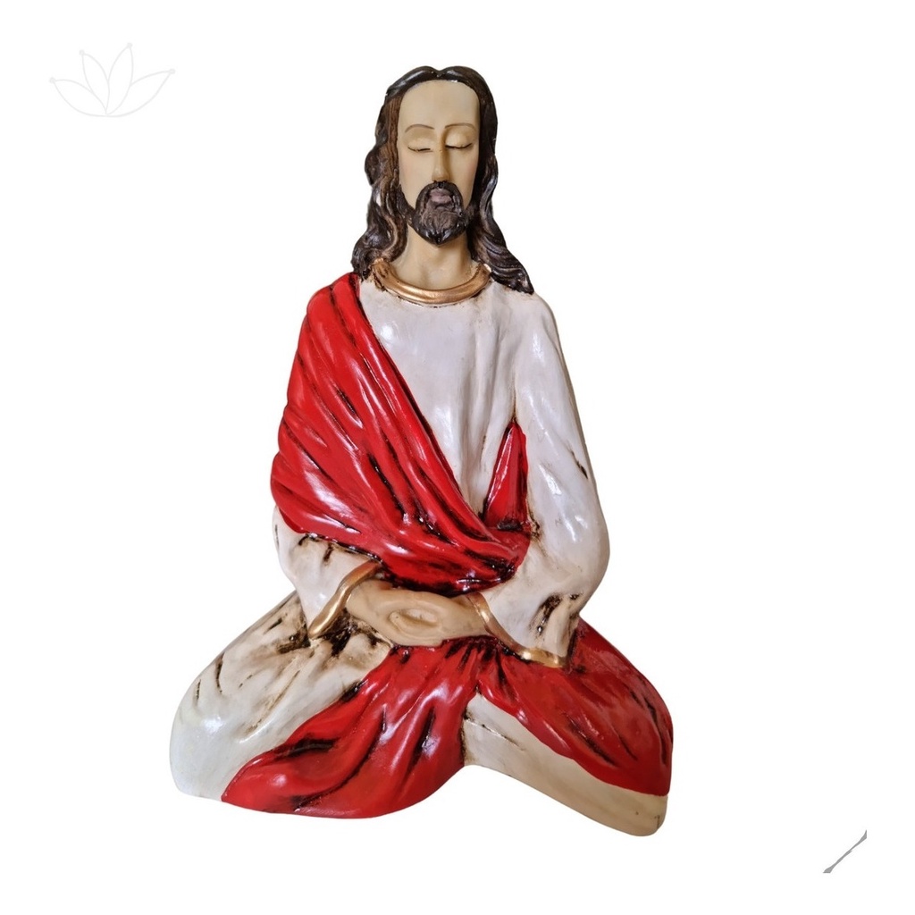 Imagem Grande Jesus Cristo Meditando Enfeite Para Jardim Santuario