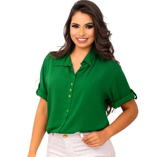 Camisa Feminina Blusa Social Chemise Basicas Fashion Moda Blogueira