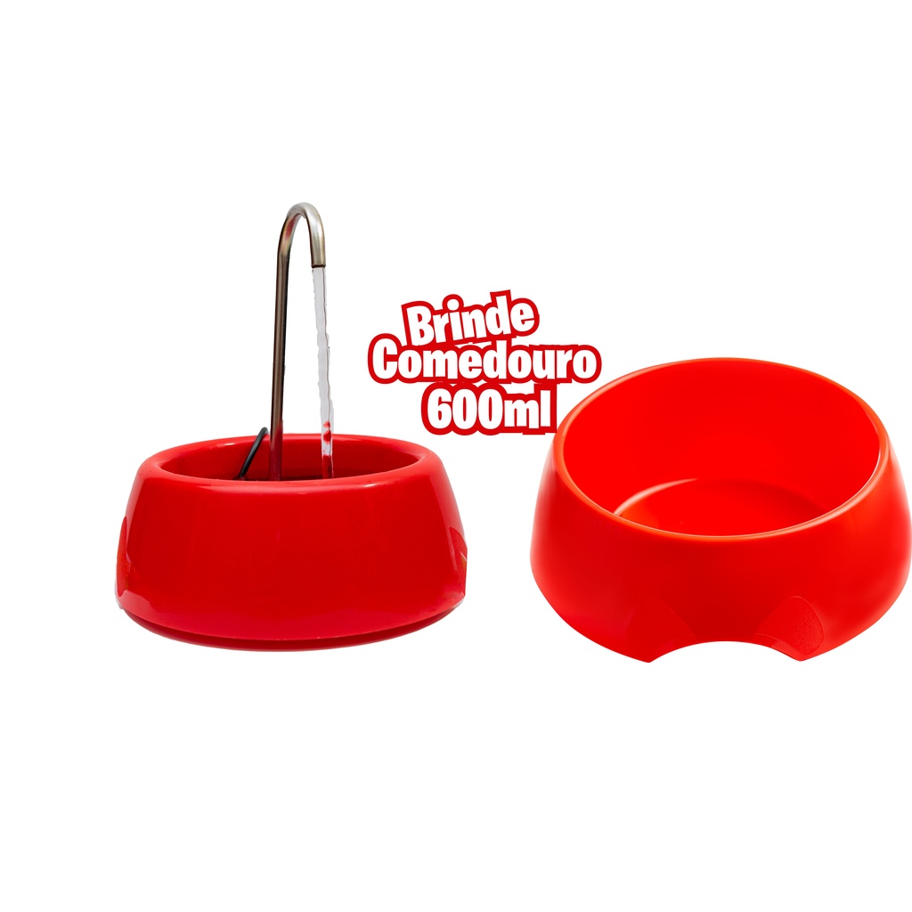 Fonte Bebedouro Cães e Gatos H2O Vermelho + Comedouro extra 600ml