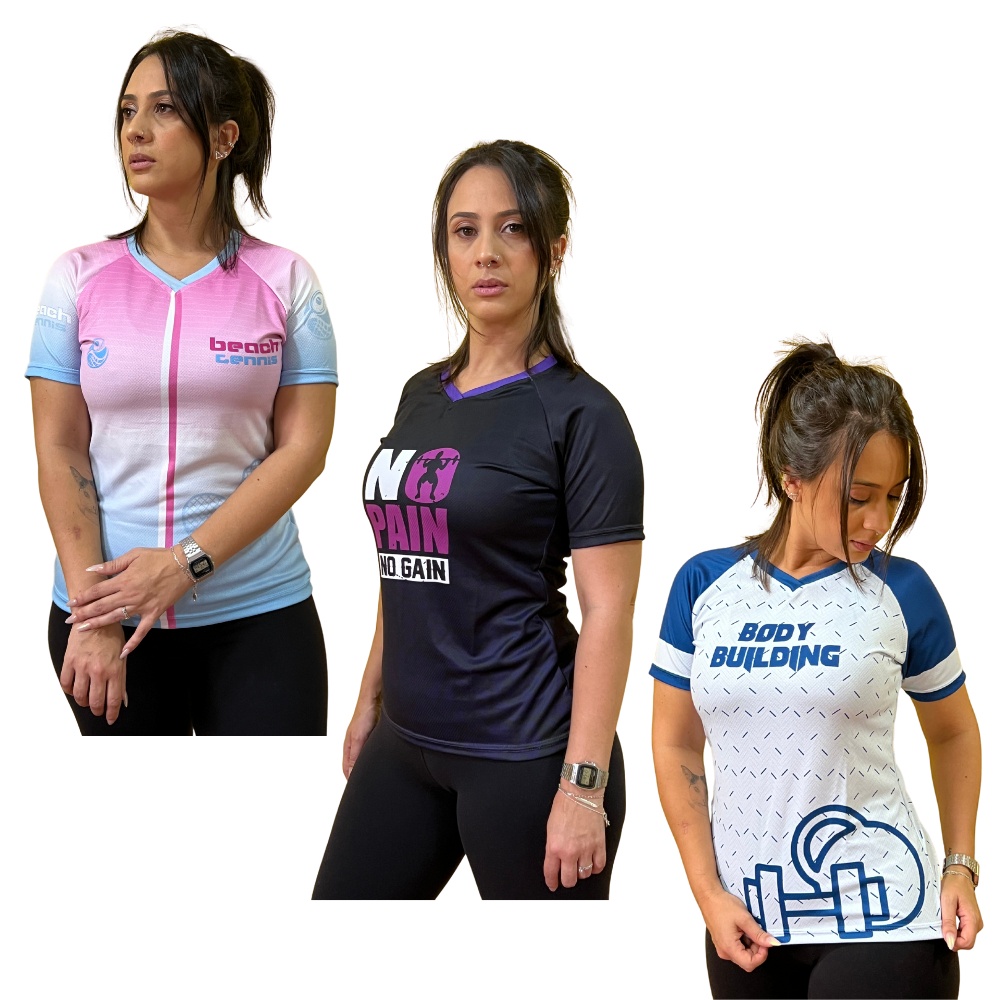 Camiseta Fitness Feminina Treino Academia Blusa Tecido Premium