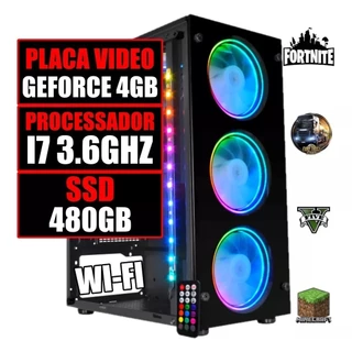 PC Gamer Computador Barato Cpu Intel Core i7 3.6Ghz / Placa Video GeForce Nvidia 4Gb / 16Gb Ram / Ssd 480GB