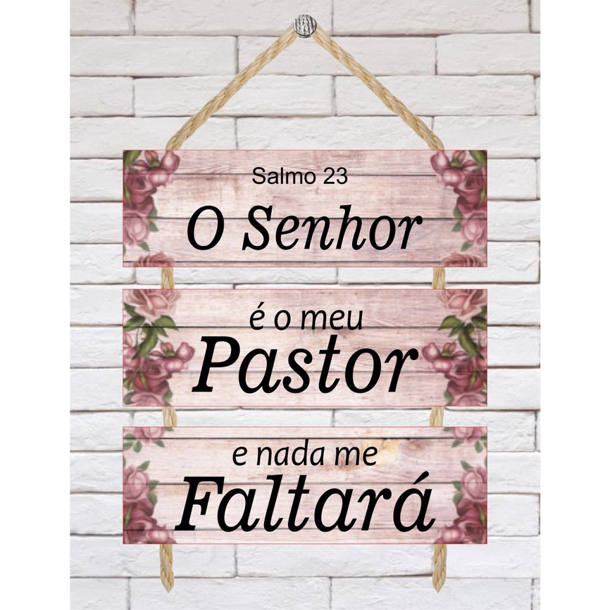 Placa MDF Porta Parede Salmo 23 O Senhor é Meu Pastor Me Faltará Decoração Quarto Artigo Religioso