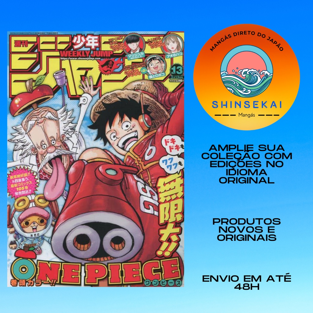 Revista Weekly Shonen Jump 2023 - 13 Capa One Piece, Shanks, Jujutsu Kaisen