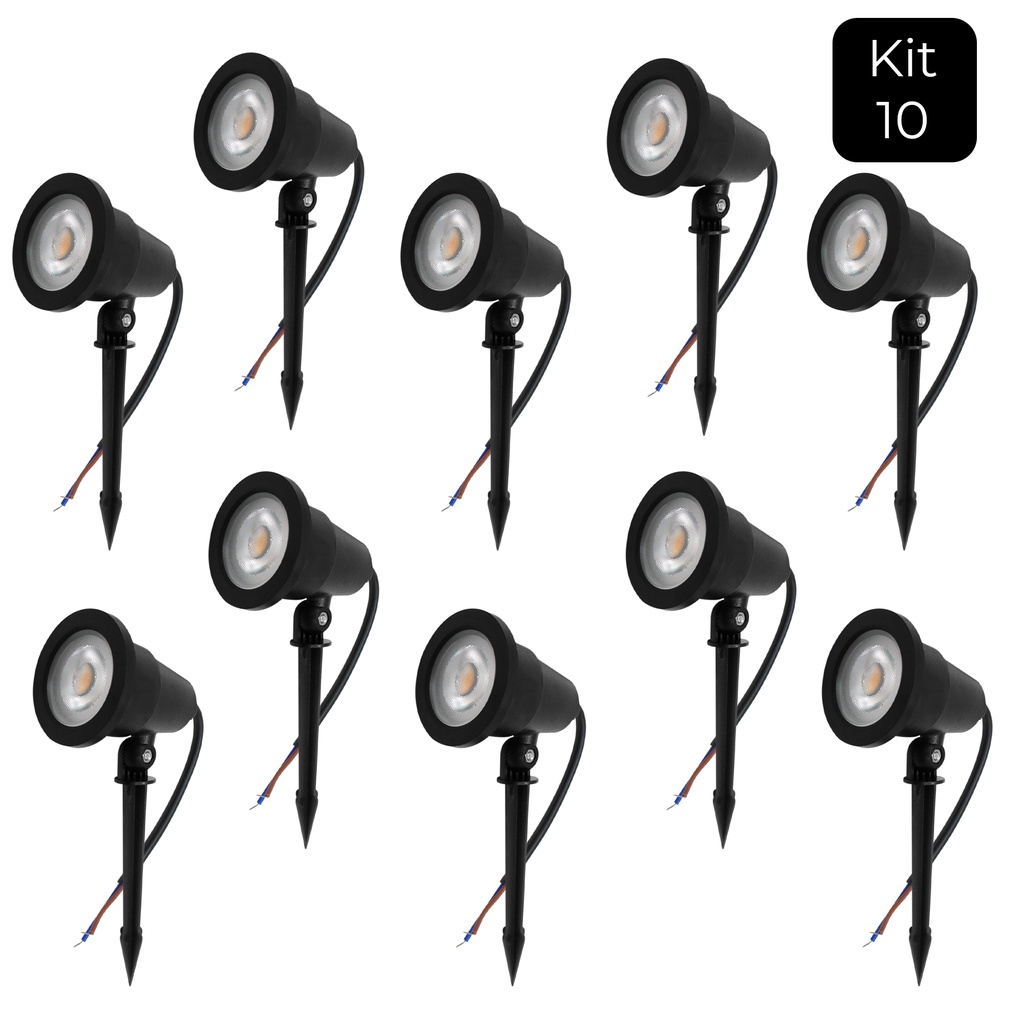 Kit 10 Luminária Espeto Jardim Cob Led 7w Prova Dágua