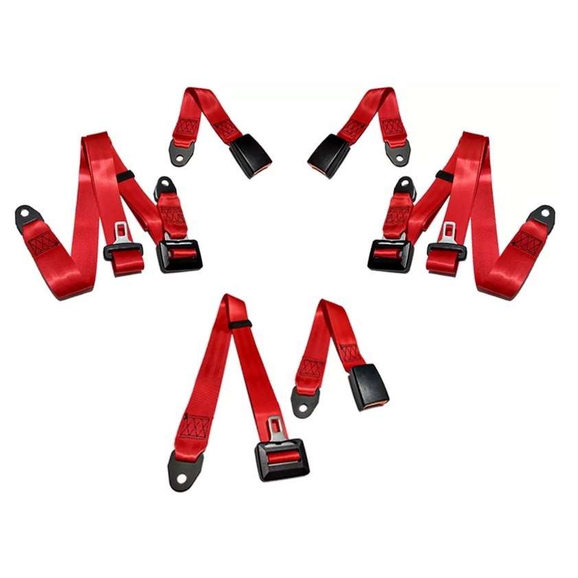 Kit Cinto Segurança Uno Palio Gol Voyage Vermelho Traseiro 3 Pts Estático