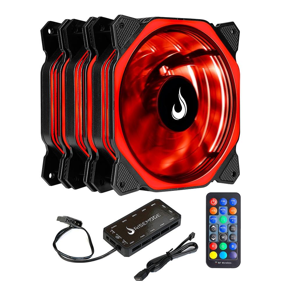 Kit Cooler 3 Fan Rgb 12v Rise Mode Aura 120mm + Controladora