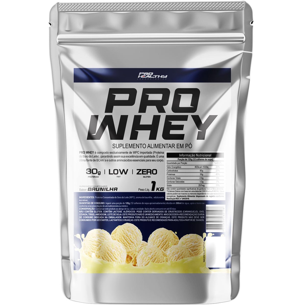 Whey Protein Concentrado Puro - refil 1kg - Pro Healthy