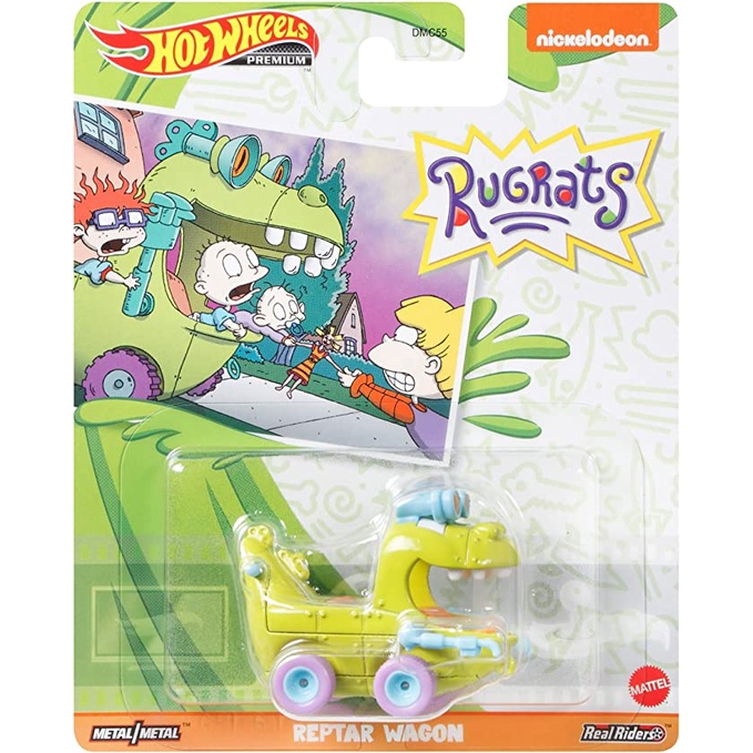 Hot Wheels Rodas Quentes Premium/Réplica Entretenimento/Rugrats-Vagão Reptar-Verde-Metal/& Real Riders 1 : 64 Modelo Em Balança Diecast Carro