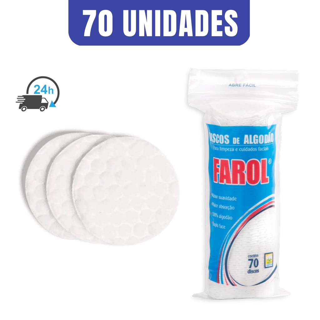 Disco De Algodão 70 Unidades Limpeza Facial Maquiagem Estética Algodão De Disco