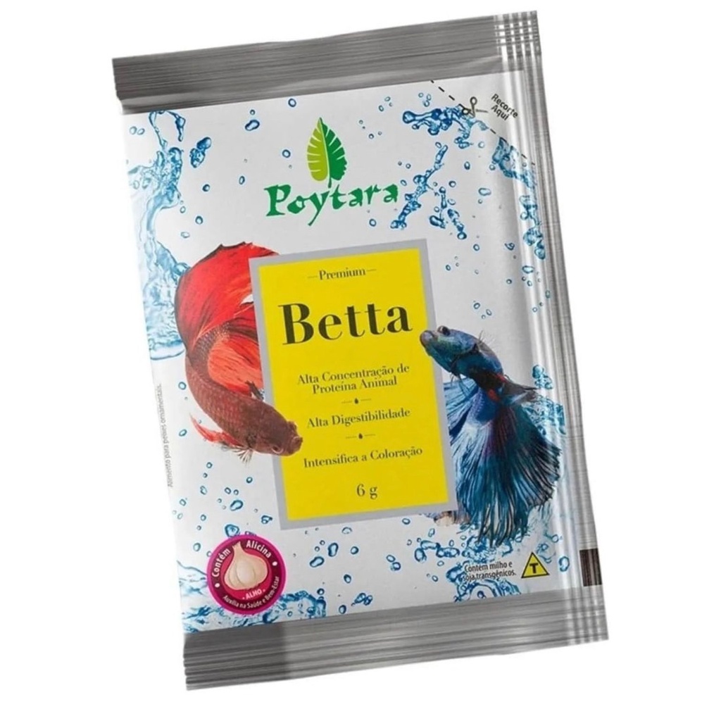 Ração Para Peixe Betta Poyatara Beta Alimento Peixes Premium Comida 6g ...