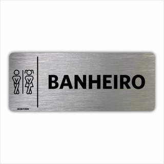 Placa Banheiro Unissex - 8x20cm - Sinalização Indicação Setor Portas Restaurante Condomínio Empresa Comércio Sanitário Masculino Feminino