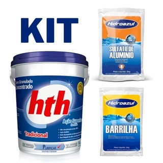 Cloro para piscina HTH Tradicional 10kg + Barrilha Hidroazul + Sulfato Hidroazul