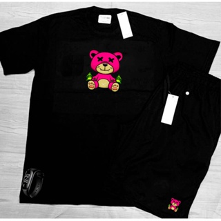 kit verão praia camiseta algodão bermuda tectel estampa urso dolar academia + RELOGIO