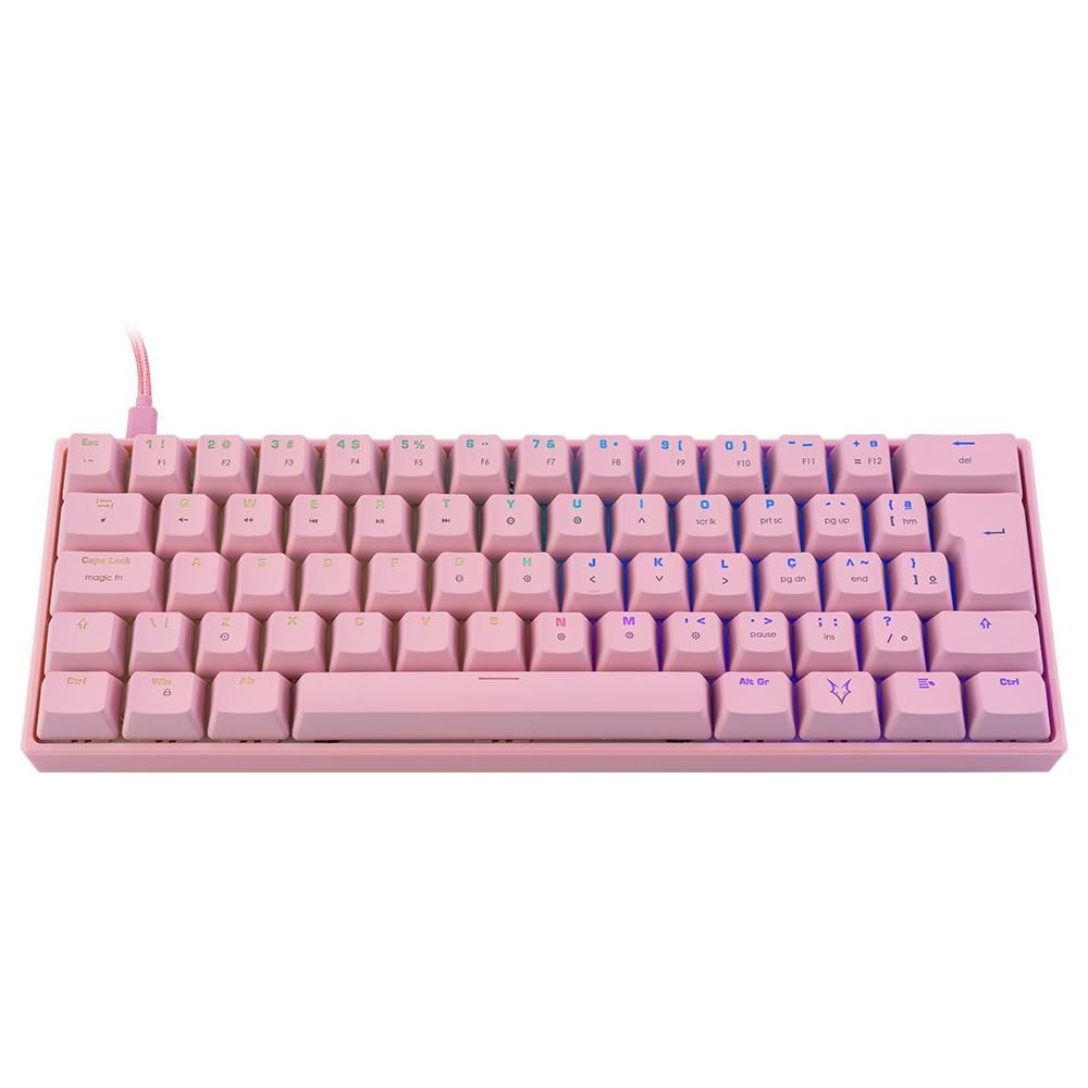 Teclado Mecânico Gamer Husky Gaming Blizzard 60%, RGB, Switch Redragon Blue, ABNT2 - Rosa