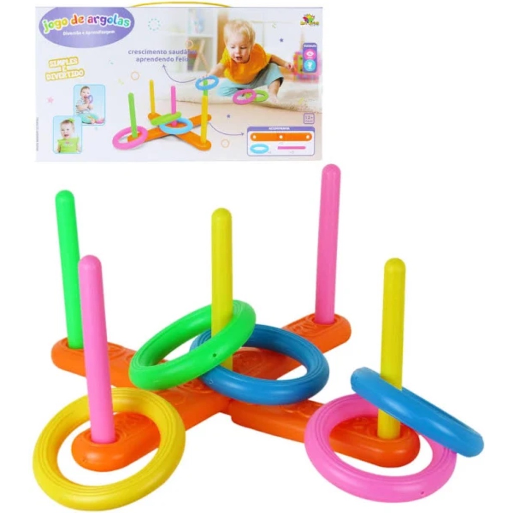 Jogo De Argolas Brinquedo Infantil Educativo Colorido | Shopee Brasil