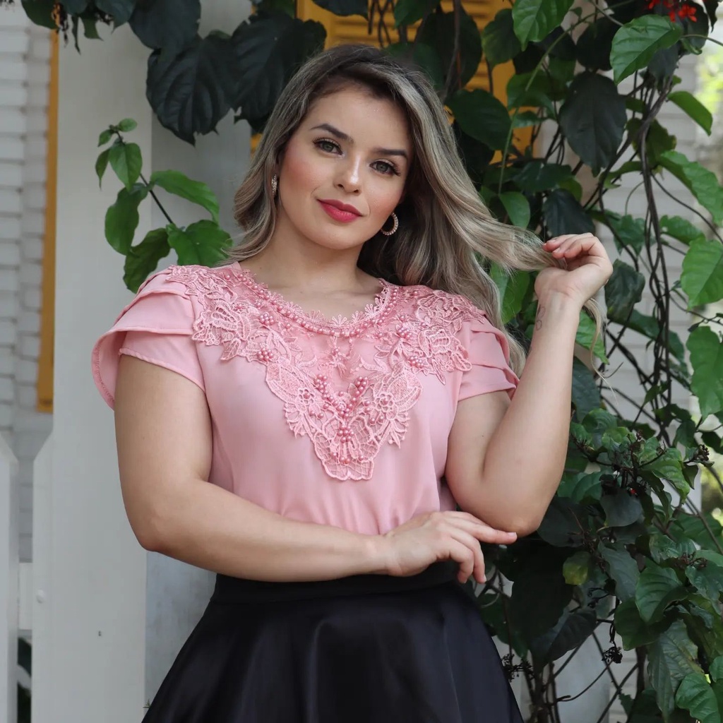 Blusa store evangelica rosa