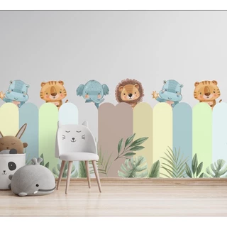 Adesivo De Parede Infantil Cerca Cerquinha Safari Aquarela Quarto Bebe