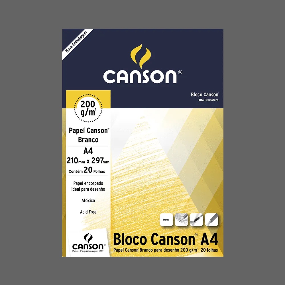 Bloco De Desenho Branco Canson 200g 20 Folhas A4 Shopee Brasil 7734