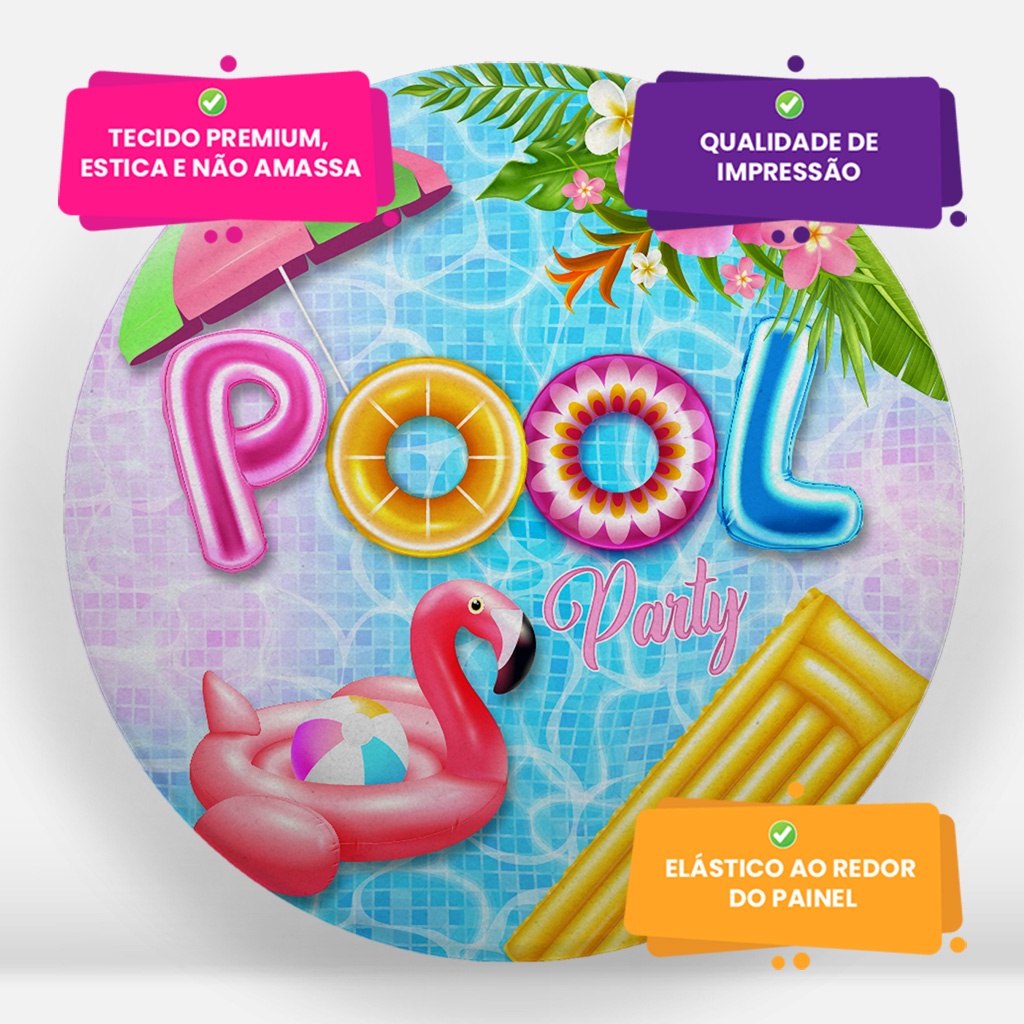 Painel de Festa Redondo Sublimado Em Tecido Tema Pool Party | Shopee Brasil