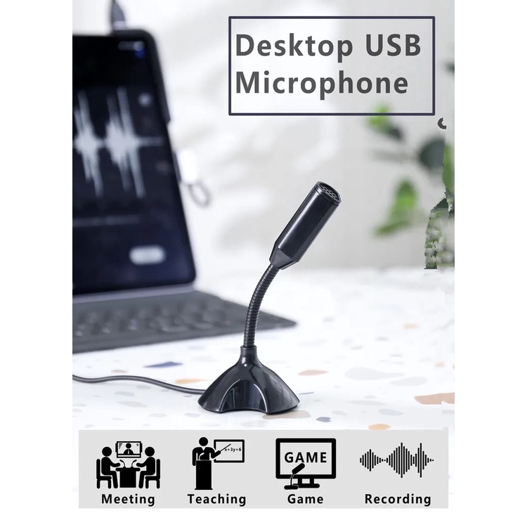 Microfone Usb De Mesa Pc Mac Notebook Jogos Aulas Reunião