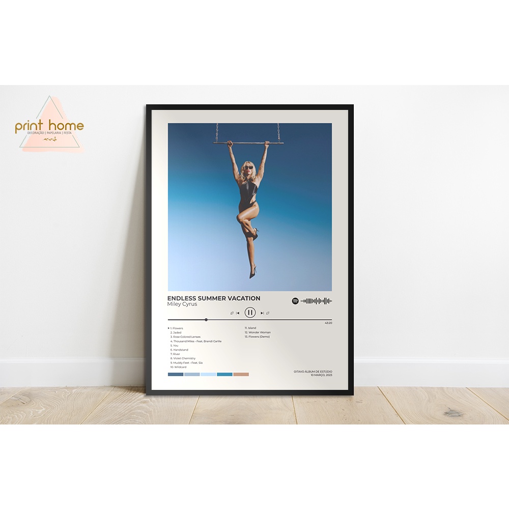 Quadro Placa mdf Spotify Miley Cyrus Endless Summer Vacation Shopee