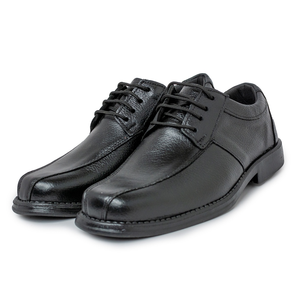Sapato Social para Trabalho Bico Redondo Couro legitimo Sapatão Preto ...
