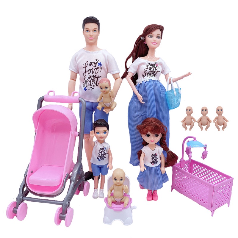 Boneca Yalili Grávida Gêmeos Articulada Estilo Barbie Lacrada Bebê