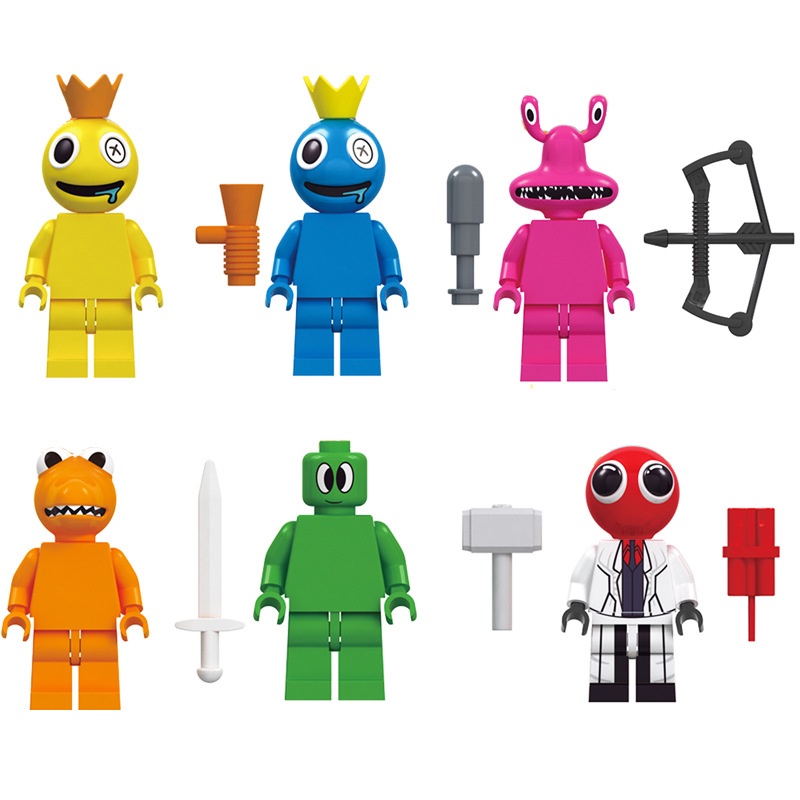 Pack 6 Miniaturas Roblox Rainbow Friends Boneco C/acessórios