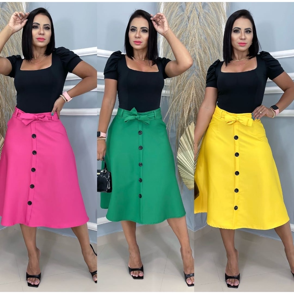 Saia Evangélica Godê Midi Rodada Soltinha Feminino Ref 48 | Shopee Brasil
