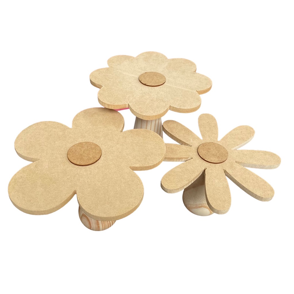 Suporte pra doces Flores MDF cru 3 peças