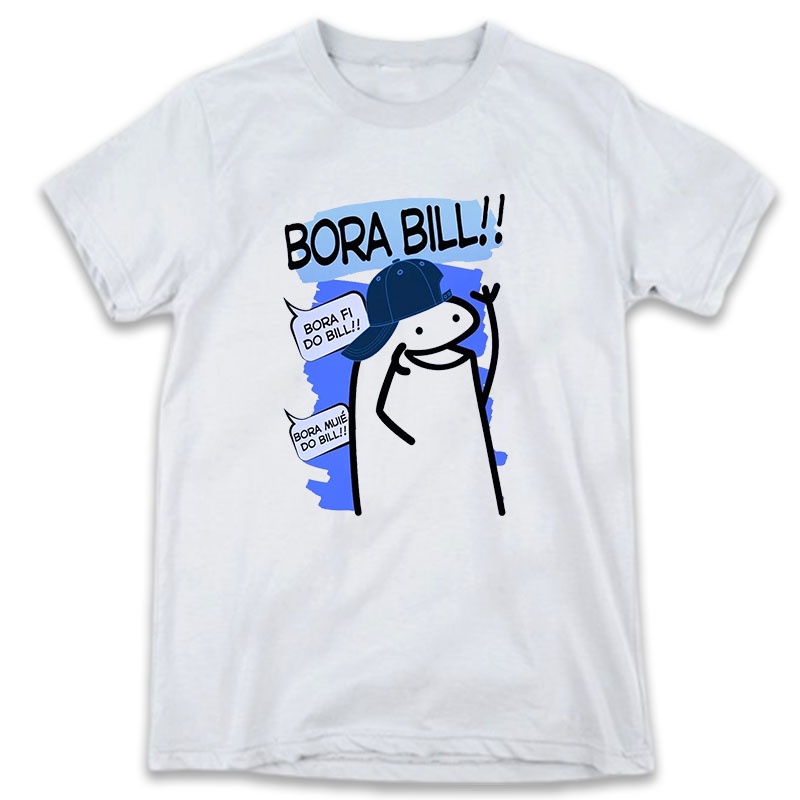 1 Camiseta Bonequinho Flork Meme Bora Bill Camisa Divertida