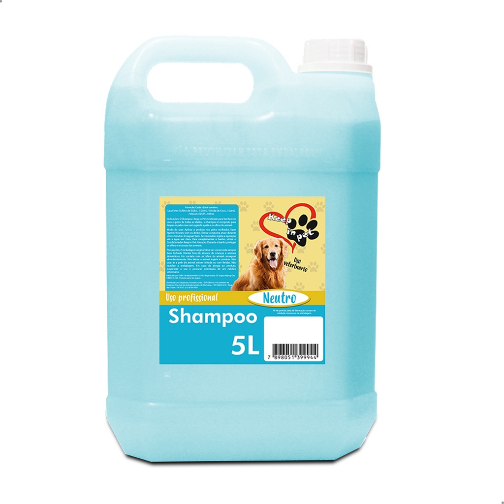 Shampoo PET Neutro Para Cães e Gatos Galão 5 Litros Concentrado