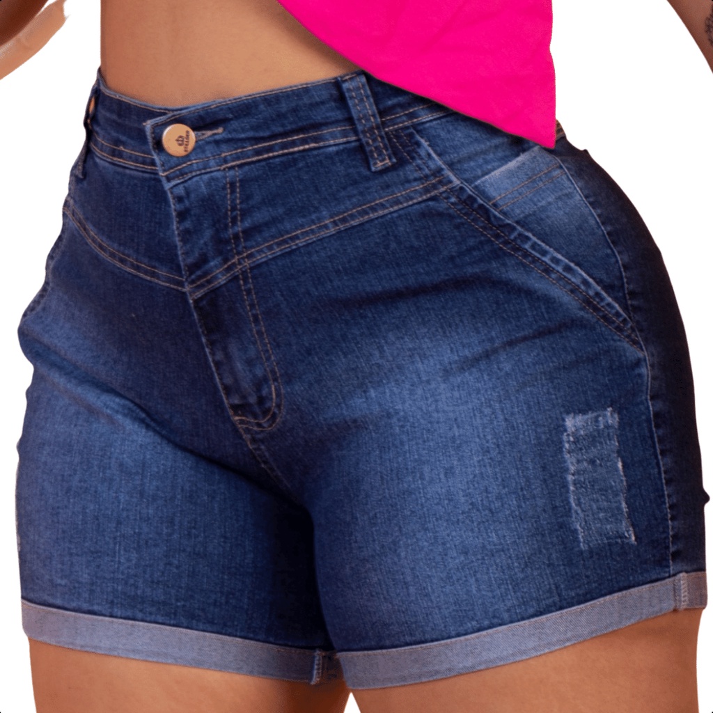 Short Jeans Plus Size Feminino Cintura Alta Levanta Bumbum Com Lycra Shopee Brasil 3470