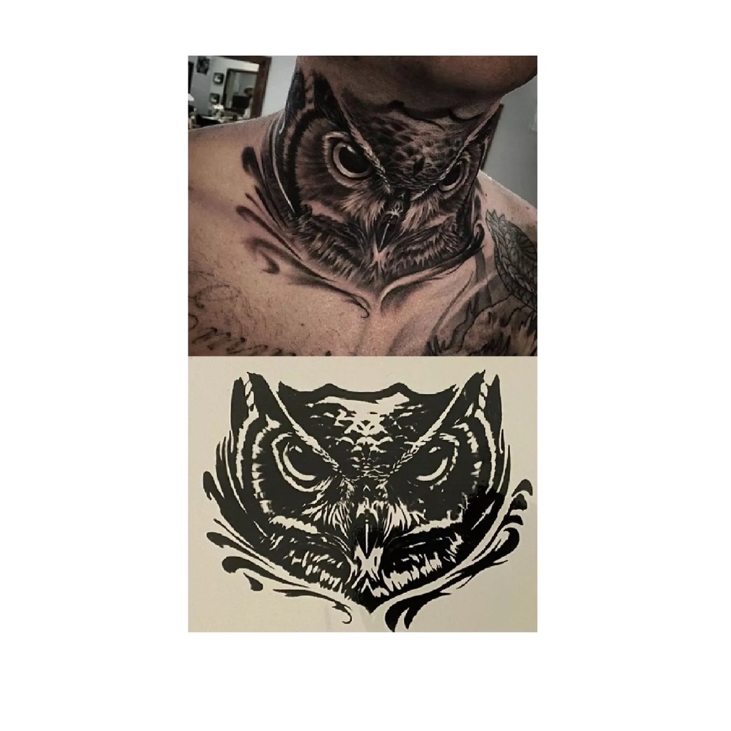Tatuagem Temporária Masculina Coruja Realista