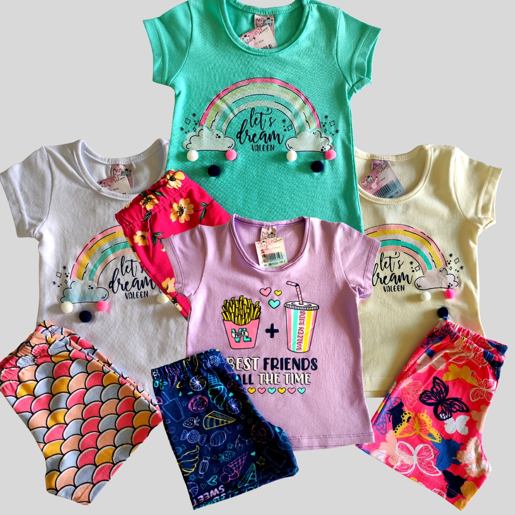 Kit 8pcs roupas infantil crianca menina conjunto infantil feminino baby moda verao roupas de meninas