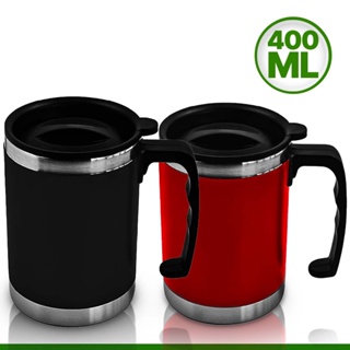 Caneca Térmica Resistente Inox Com Tampa Para Café Chá 400ml
