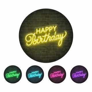 Painel Redondo escrito Happy Birthday em 3D Tecido com elástico do Decoração de festas de Alta Qualidade