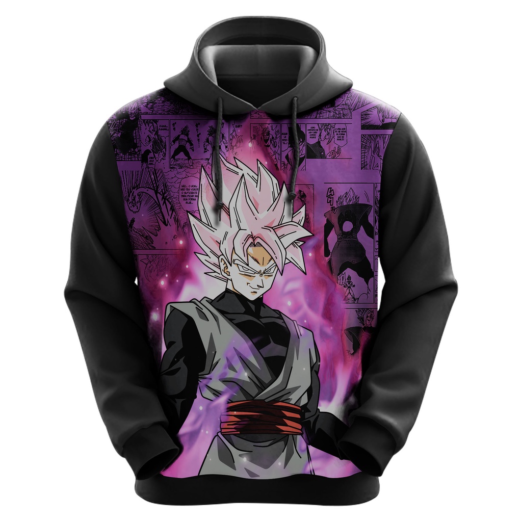 Blusa de Frio Moletom Full Goku Criança Desenho Anime com Capuz