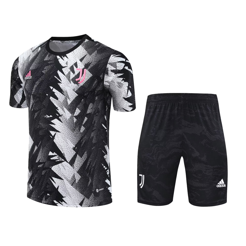 Camisa De Futebol Tailandesa Versão 2023 Juventus short-Straw Fato De Treino Bolso Com Zíper Preto E Branco Entrelaçado