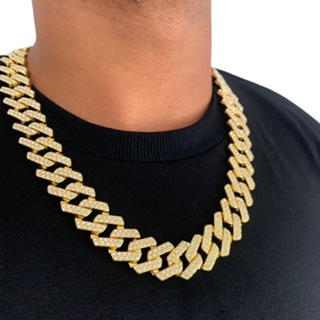 [PREMIUM] Corrente Cravejada Banhada a Ouro Masculina Ice Cuban + Caixinha (Não enferruja e não preteja)