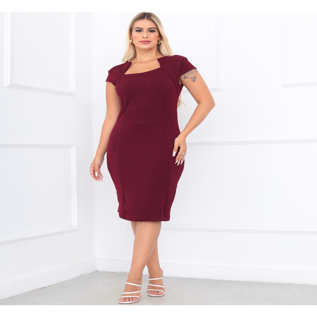 Vestido Tubinho Midi Social Moda Evangélica Feminino Zig Zag | Shopee ...