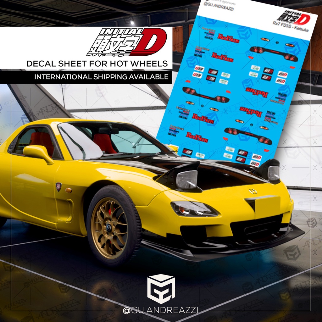 Decal impressão branca - RX7 - Keysuke Initial D - Escorrega o Preço