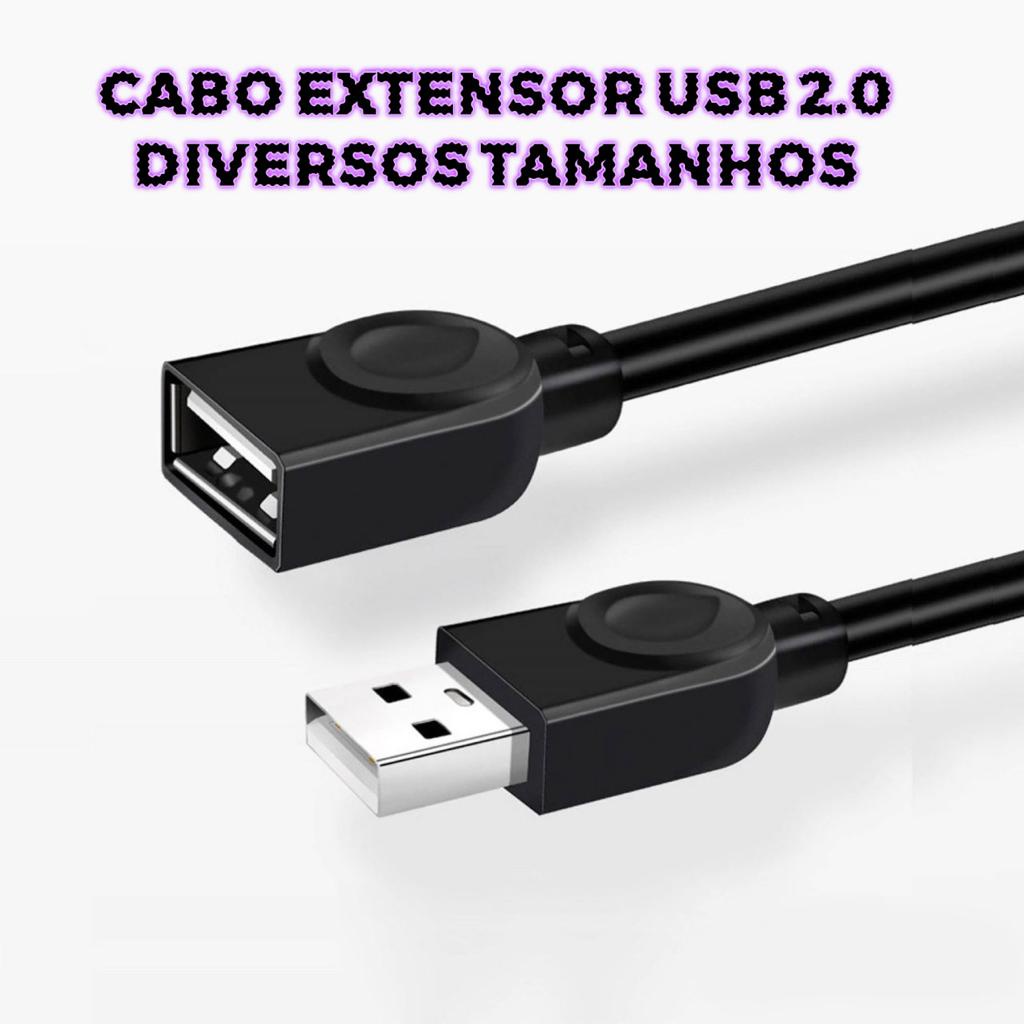 Cabo extensor USB 2.0 1.5/3/5 metros Diversos tamanhos
