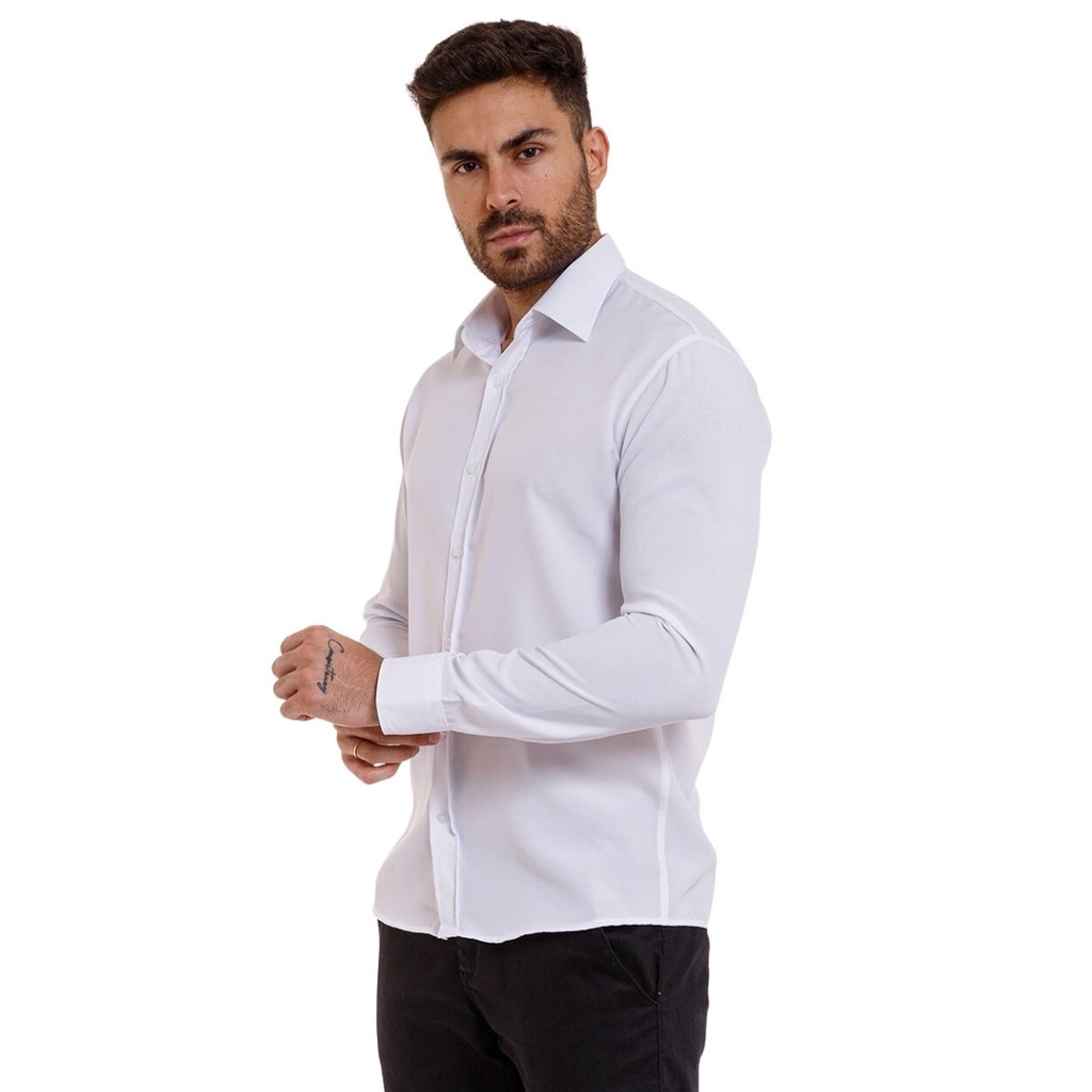 Camisa Social Manga Longa Slim Fit Luxo Moda Estilo