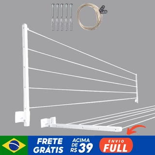 Kit 2 Varal Retrátil Parede muro Extensível Até 4mt e suporta 30kg