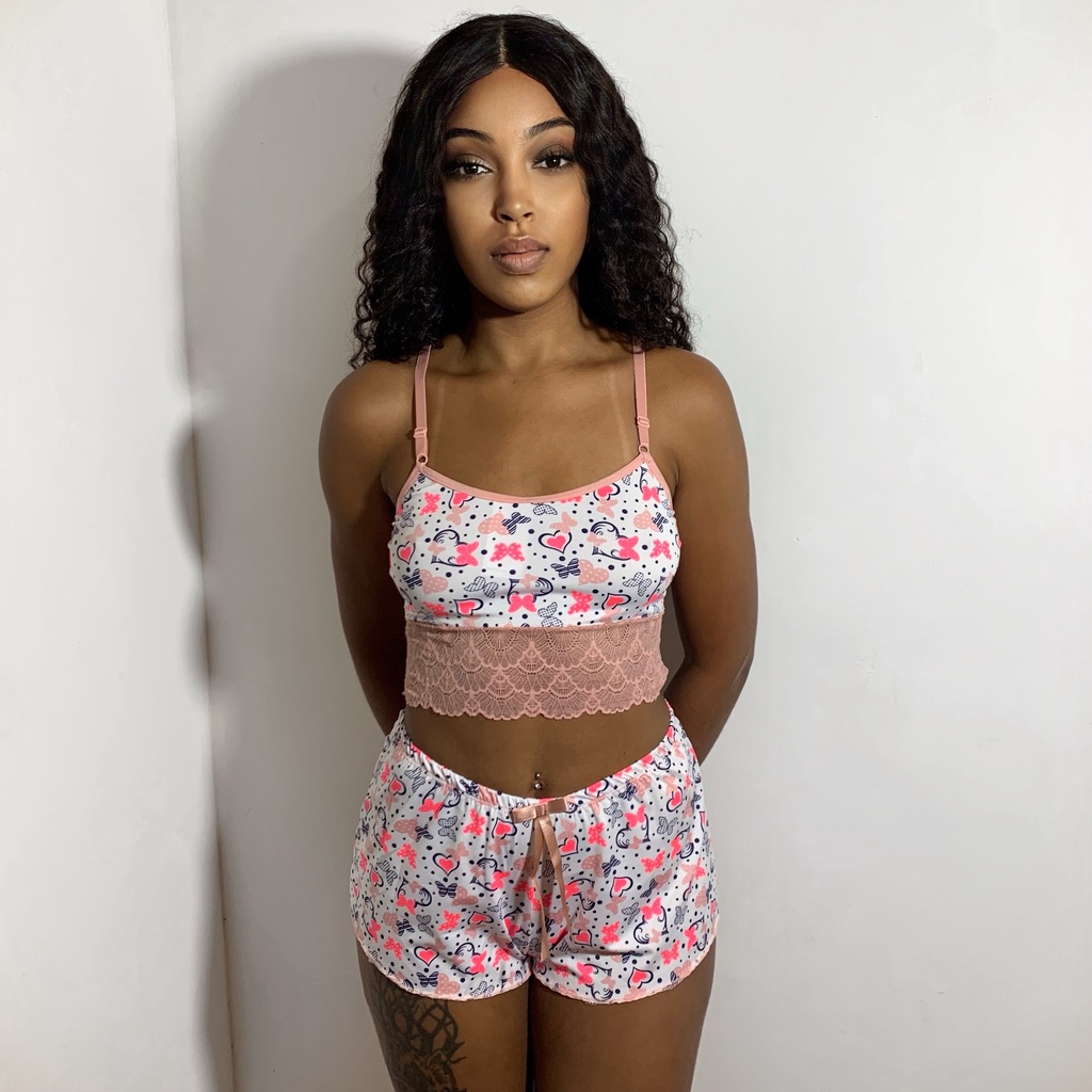 Pijama cropped Feminino Top cropped Baby Doll liganete Roupa de