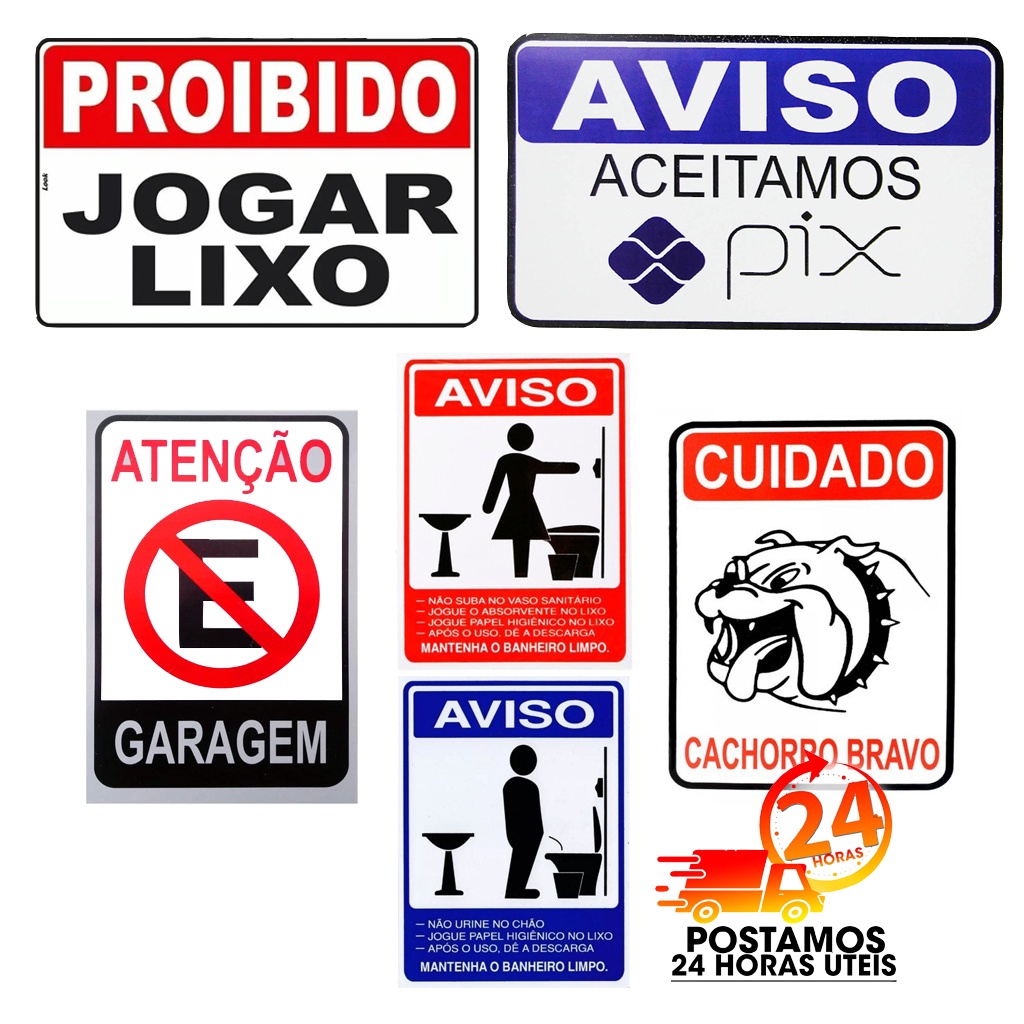 10 Placas - Aviso Não Jogue Papel No Vaso Sanitário 10x15